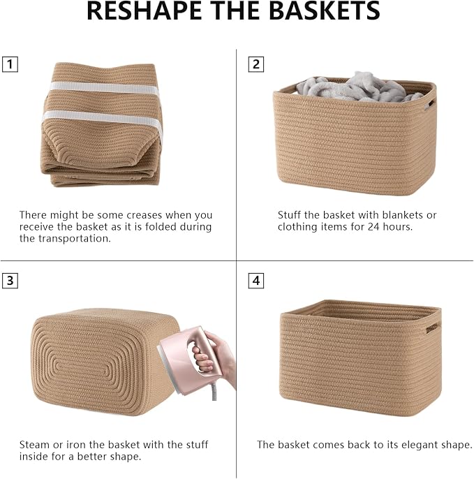 4 Pack Storage Baskets for Organizing, Woven Baskets for Shelves - Image 6