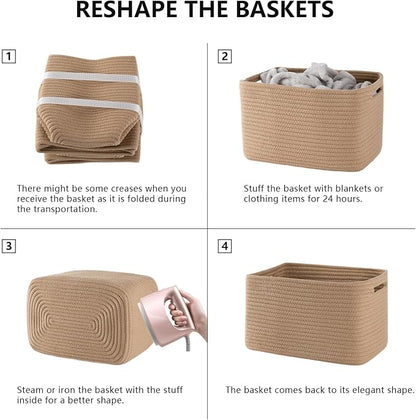 4 Pack Storage Baskets for Organizing, Woven Baskets for Shelves - Image 6