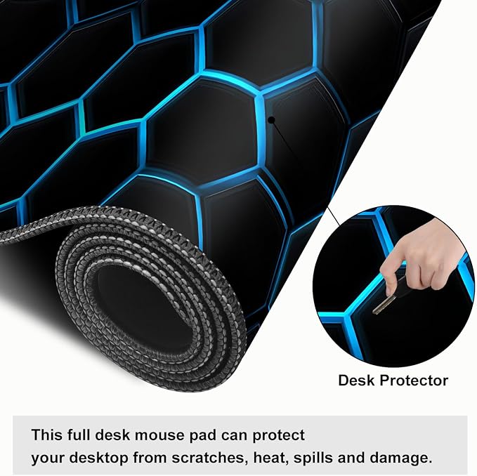 Gaming Mouse Pad – Large Extended Desk Mat 31.5 x 11.8 in– Futuristic Black - Image 4