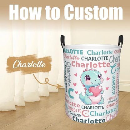 Custom Name Laundry Hamper, Personalized Dinosaur Laundry Basket - Image 2