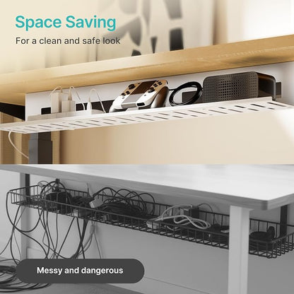 Under Desk Cable Management Tray, 31.5 Inches Metal Cord Organizer Rack - Image 4