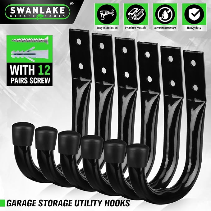 Heavy Duty Garage Storage Hooks, 6-piece Bike Hooks - Image 2