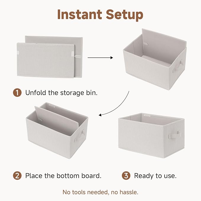 StorageWorks Storage Baskets for Shelves, Foldable Fabric Closet Storage Bins - Image 8