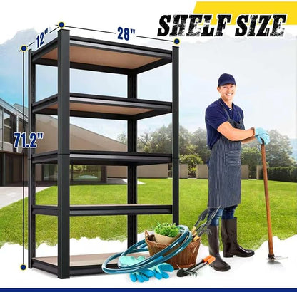 71"H x 28"W x 12"D Garage Shelving Unit, 5-Tier Heavy Duty Metal Storage - Image 3