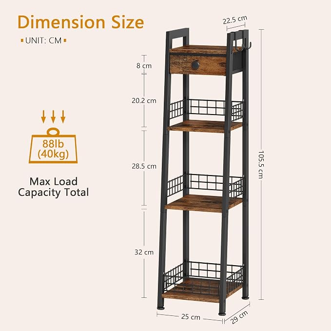 4-Tier Narrow Bathroom Table Ladder Shelf - Image 3