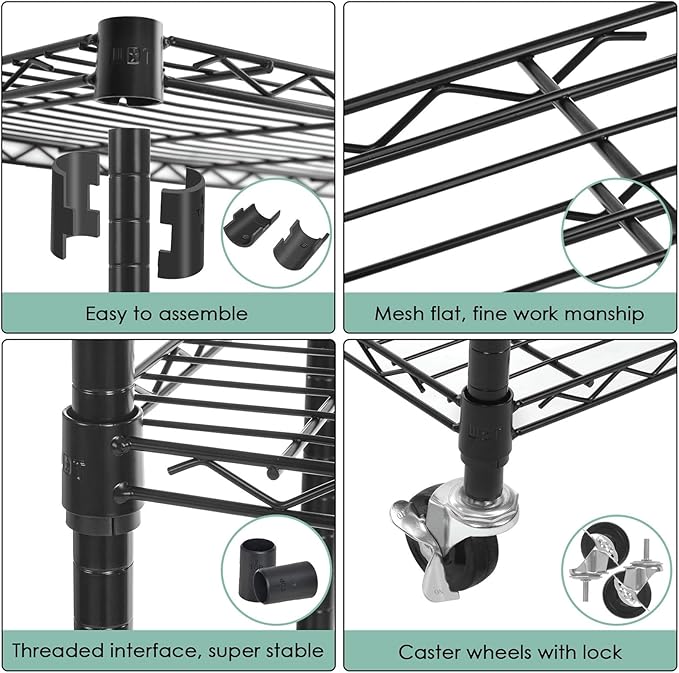 WDT 3-Tier Storage Shelves, Heavy Duty Metal Shelves Wire Rack Shelving Unit - Image 5