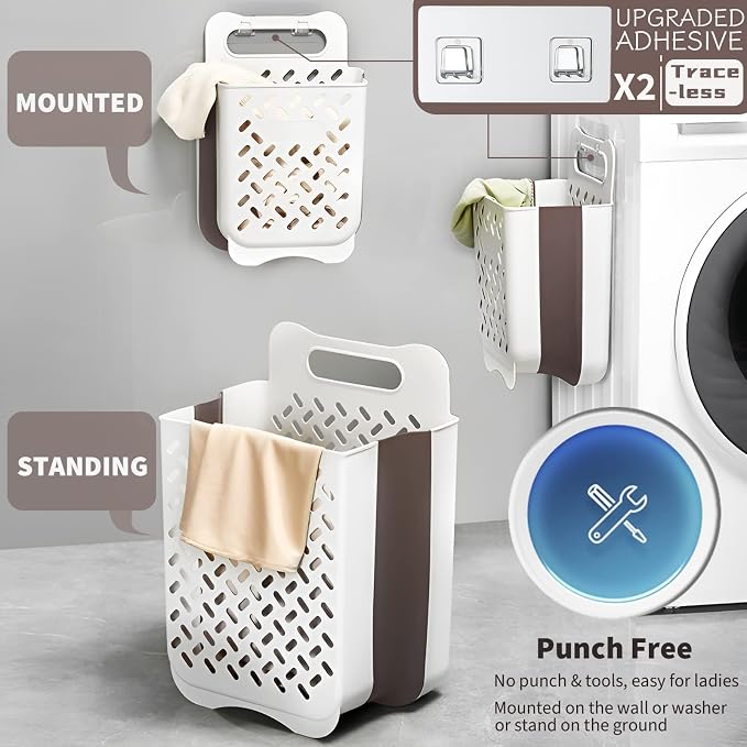 Plastic Collapsible Hanging Laundry Baskets - Image 5