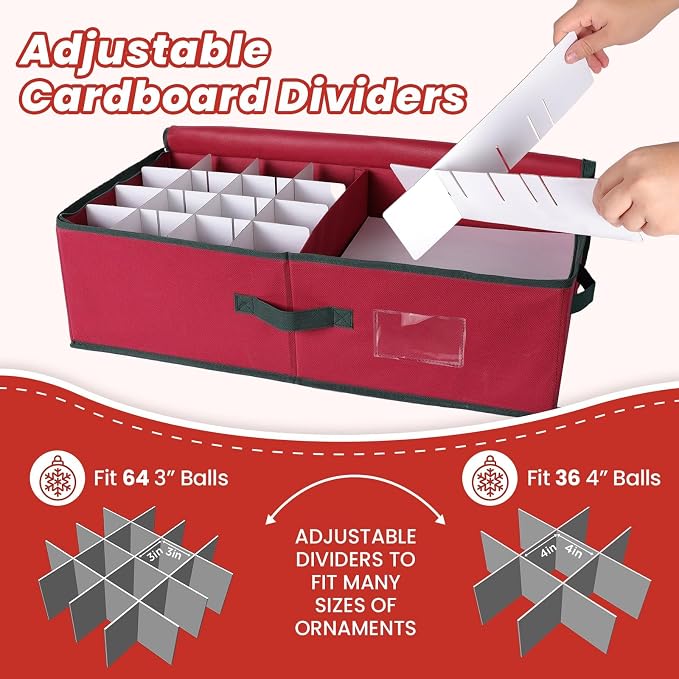 BlessedSeason Christmas Ornament Storage Box -Stores Up to 64 3” Balls - Image 4