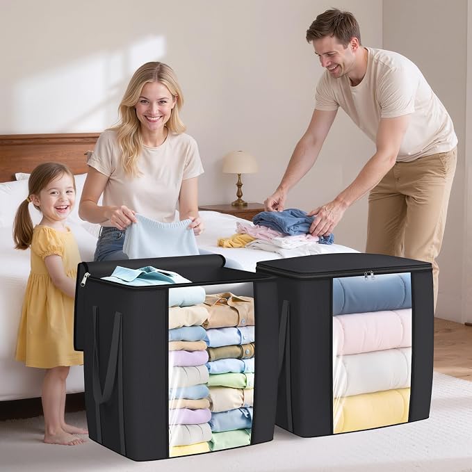 120L Extra Large Clothes Storage Bags, Foldable Blanket Storage and Organization - Image 6