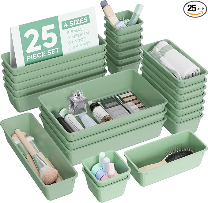 BiuLeon 25 PCS Plastic Drawer Organizers Set, 4-Sizes Vanity and Makeup by Unknown