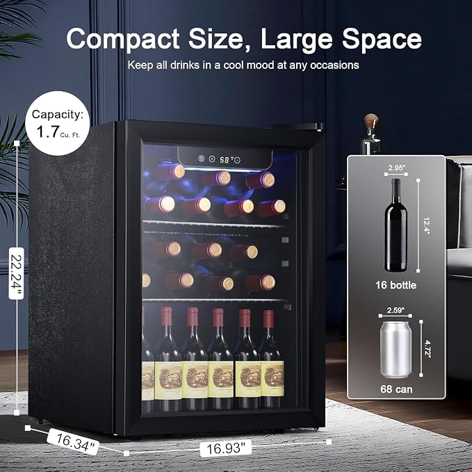 Antarctic Star Wine Cooler, Beverage Refrigerator, 16 Bottle 68 Can - Image 2