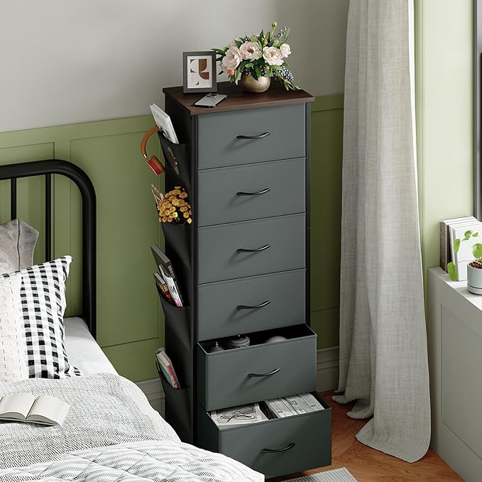 Somdot Tall Dresser for Bedroom, 6 Drawer Storage Cabinet, Charcoal Grey | - Image 2