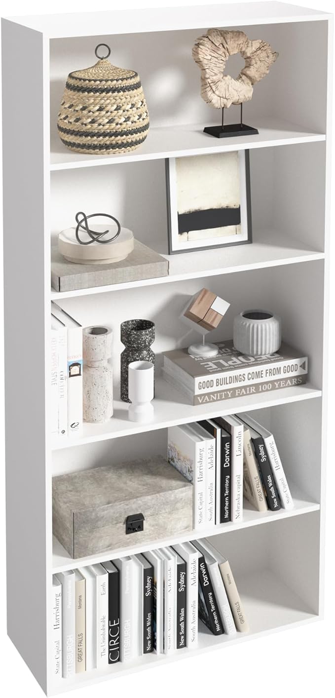 5 Tier Book Shelf, Wooden 5 Cube Storage Organizer, 54 Inch Versatile Cubes by NewBeth
