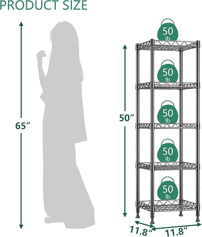 GIOTORENT 5 Tier Standing Shelving Metal Units, Adjustable Height Wire Shelf - Image 2