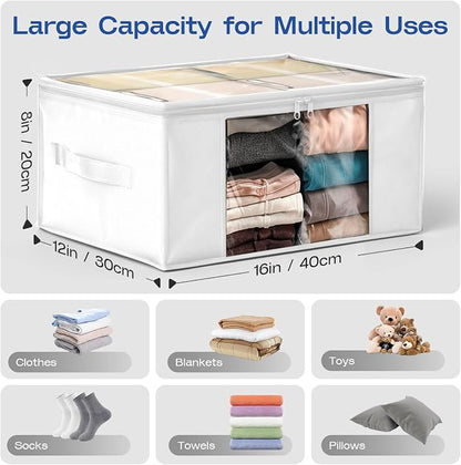 Clothes Storage Bags, Foldable Thick Fabric Blanket Storage Bags, Large Clear - Image 2
