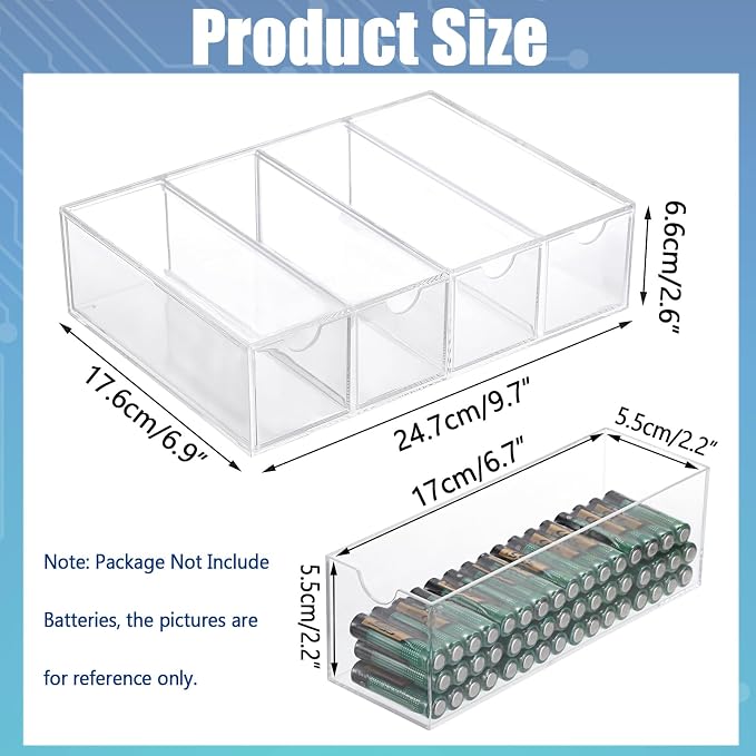 BTSKY 1 Pack Clear Acrylic Battery Storage Organizer - Image 3