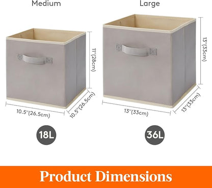 Lifewit Storage Cubes, 11 Inch Organizer Bins, 18L Light Gray, 12 Packs | - Image 5
