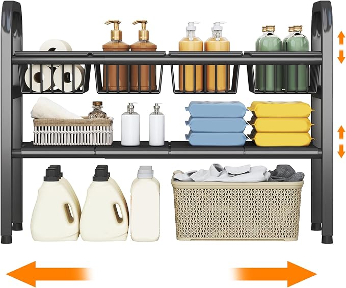 2 Tier Under Sink Organizer Expandable Length/Height Adjustable, Heavy Duty - Image 9