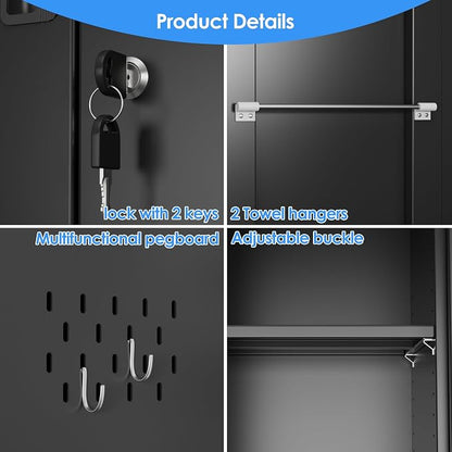 SUXXAN Broom Closet Storage Cabinet 71.4"x 33.9"x16.9", Metal Cleaning Cabinets - Image 4