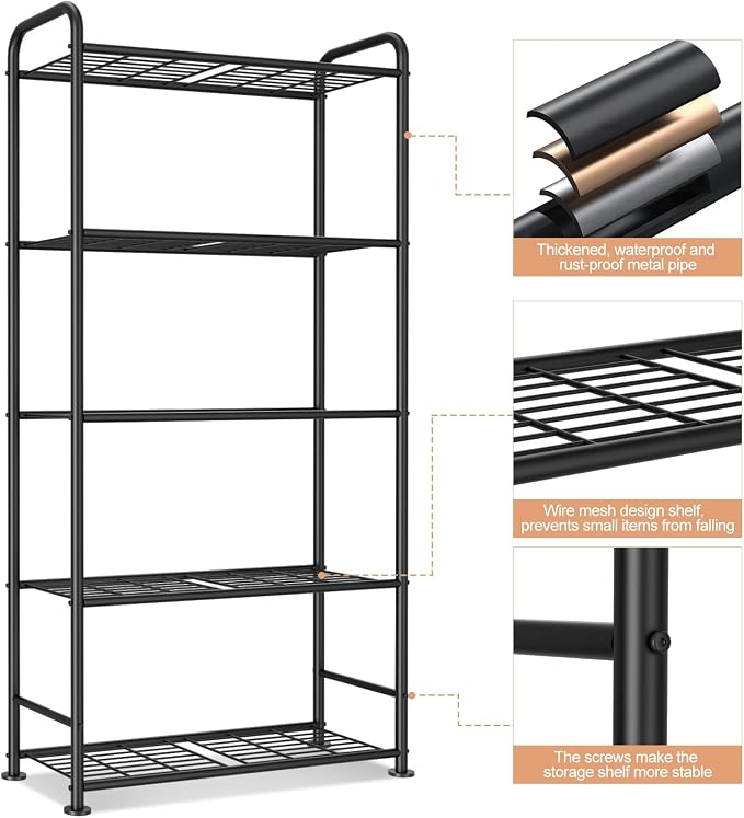 VTRIN Storage Shelves, 5 Tier Garage Shelving - Image 4