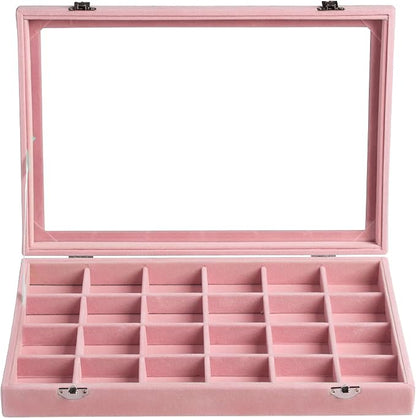 Frebeauty Velvet Jewelry Tray, 24 Grid Jewelry Organizer - Image 2