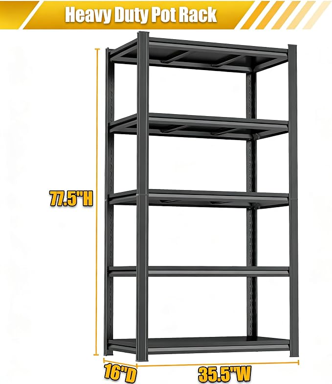 5-Tier Pot Rack Adjustable Kitchen Shelf Heat Resistant 35.5" W x16 D x 78" H - Image 2