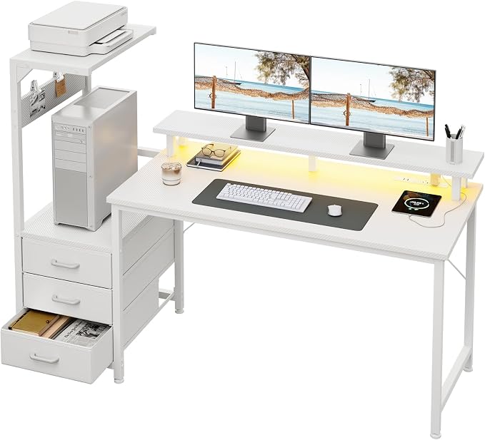 AODK 59 Inch Gaming Desk with USB Charging Ports & LED Light- Reversible by AODK