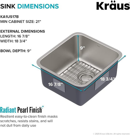 KRAUS Dex 17-inch Undermount 16 Gauge Stainless Steel Single Bowl Kitchen Sink - Image 5