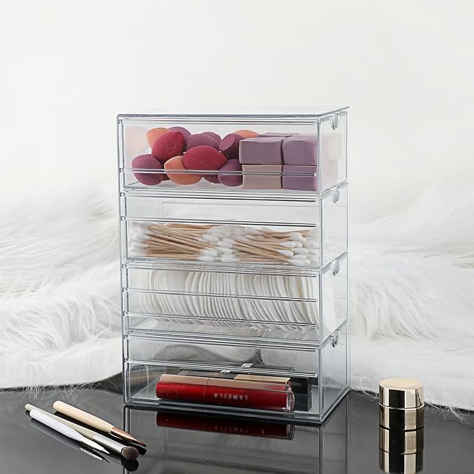 Hipiwe Plastic Drawer Organizer Clear Hair Accessories Organizer Box - Image 4