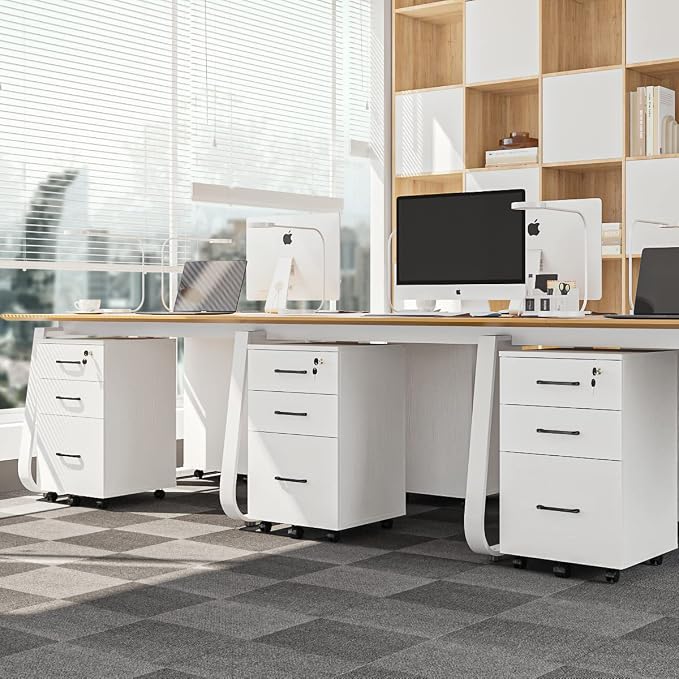 Panana 3 Drawer Wood Mobile File Cabinet, Under Desk Storage Drawers Small File - Image 2