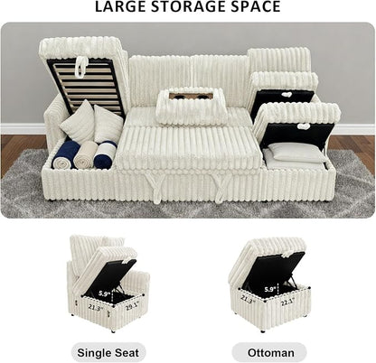 KCGKCG 104" U Shaped Sleeper Sofa Bed, Sectional Couches - Image 5