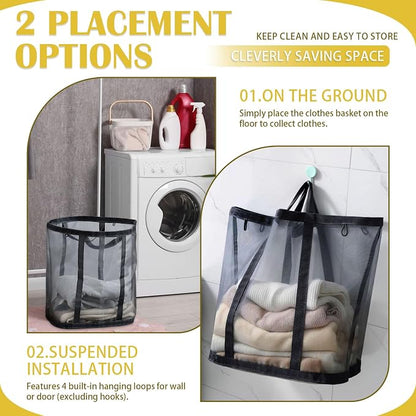 Mesh Laundry Basket, Hanging Laundry Hamper - Image 4