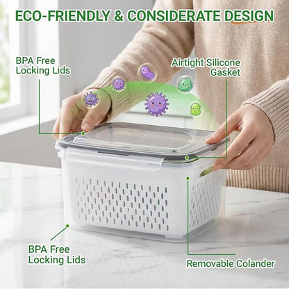 5 PCS Fruit Storage Containers for Fridge, Leakproof Produce Containers for - Image 4