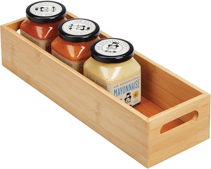 mDesign Slim Bamboo Kitchen Cabinet & Fridge Drawer Organizer Tray by mDesign