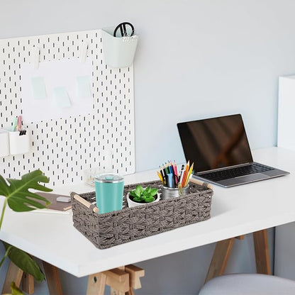 OIAHOMY Toilet Paper Baskets Handmade Paper Rope Decorative Wicker Storage Tank - Image 7