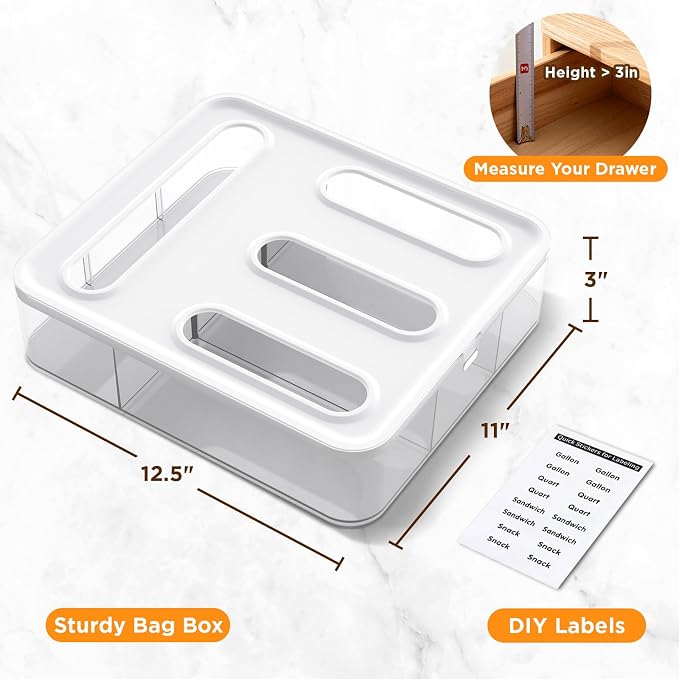 OUTXE Bag Organizer for Drawer + Fridge, Magnetic Kitchen Baggie Storage | - Image 5