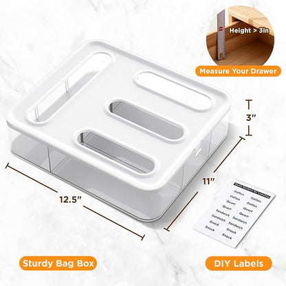 OUTXE Bag Organizer for Drawer + Fridge, Magnetic Kitchen Baggie Storage | - Image 5