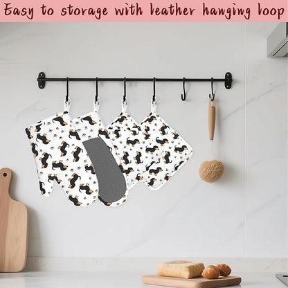 Cute Dachshund Dog Heat-Resistant Silicone Oven Mitts and Pot Holders 4 Piece - Image 5