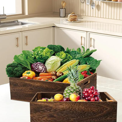 Set of 3 Wood Crate Box, Wood Nesting Storage Crates - Image 6