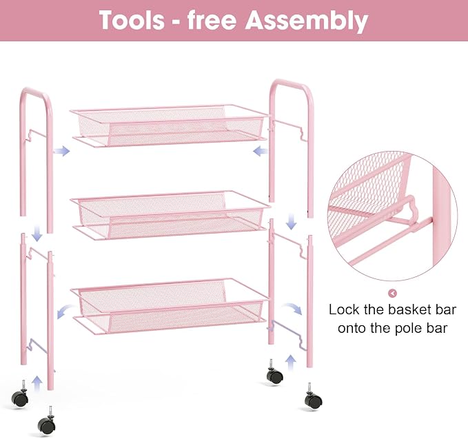 TOOLF 3 Tier Rolling Utility Cart - Image 3