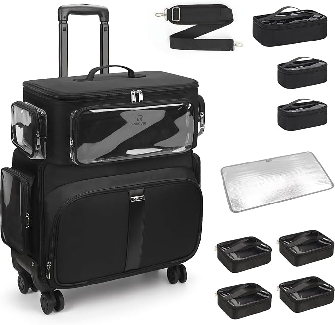 Rolling Makeup Train Case with Large Makeup Case，Professional Makeup Artist - Image 8