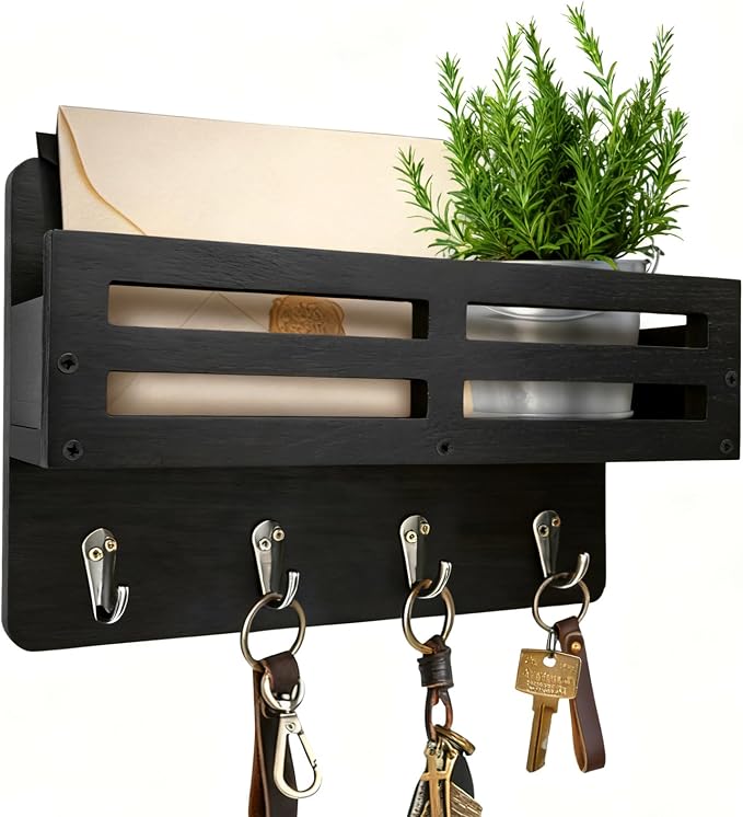 Key Holder Wall Mount, 10 inch Decorative Key and Mail Holder by KISENG