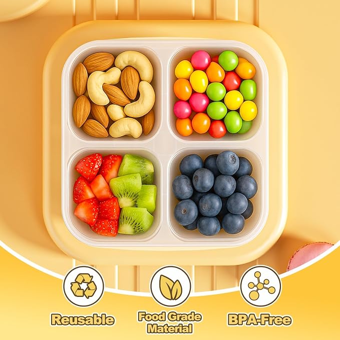 Canfanni 6 Pcs Snack Box Container Set, Reusable 3&4 Compartment Meal Prep - Image 4