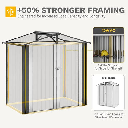 DWVO 6x4ft Metal Outdoor Storage Shed, Lockable Tool Storage Sheds, Oversized - Image 7