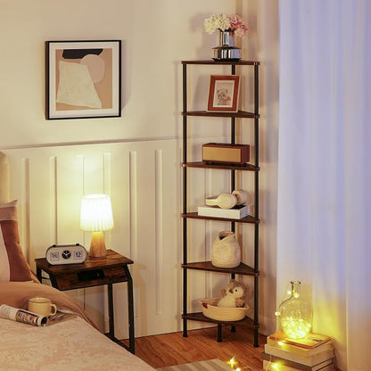 HOOBRO Corner Shelf Stand, Industrial 6-Tier Wall Corner Bookshelf - Image 2