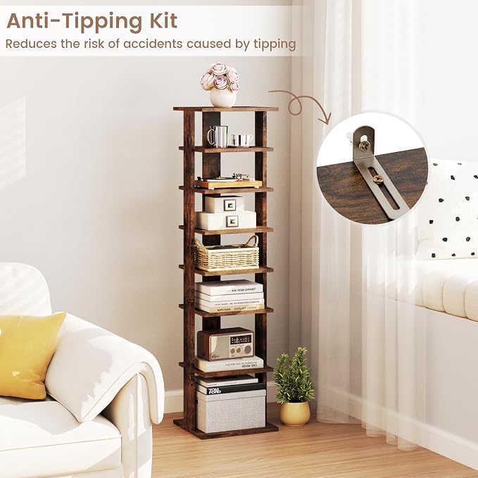 Tangkula 8-Tier Vertical Shoe Rack, Space-Saving Corner Shoe Organizer - Image 6