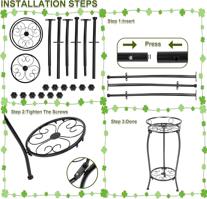 THKFUL Metal Plant Stands Indoor Outdoor, 2Tier Tall Potted Plant Stand Plant - Image 7