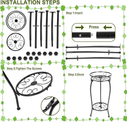 THKFUL Metal Plant Stands Indoor Outdoor, 2Tier Tall Potted Plant Stand Plant - Image 7