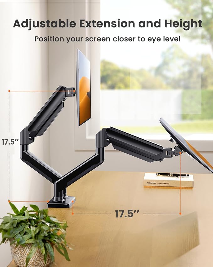 ErGear Dual Monitor Stand up to 32 inches Screen, Load-Bearing Max 22 lbs Each - Image 5