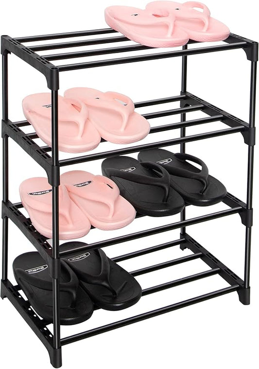 LNYZQUS Upgrade 4-Tier Small Shoe Rack, Metal Stackable Kids Shoe Shelf Storage by LNYZQUS